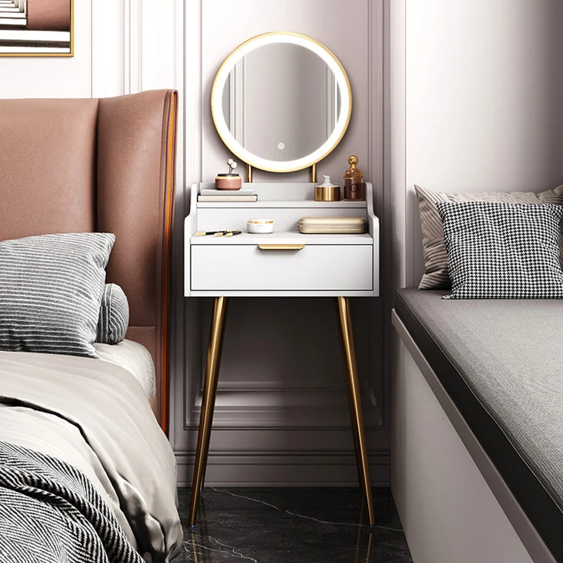 Glam Wooden Make-up Vanity With Drawer in White/grey for Bedroom