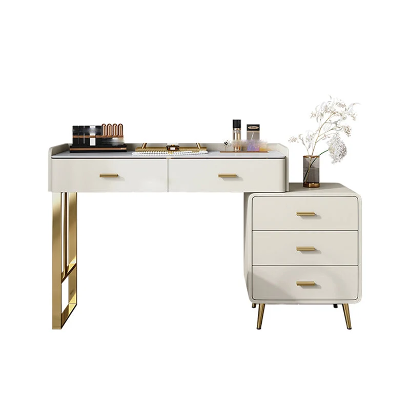 Glam Beige Vanity Dressing Table Set Slate Top Dressing Table