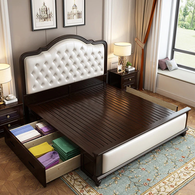 Traditional Standard Bed with Tufted and Camelback Panel Headboard