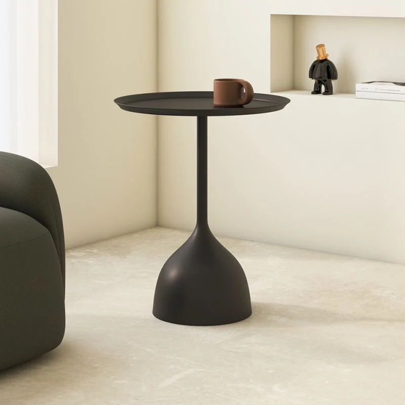 Modern Minimalist Round Iron Coffee Table 1-Tier For Living Room