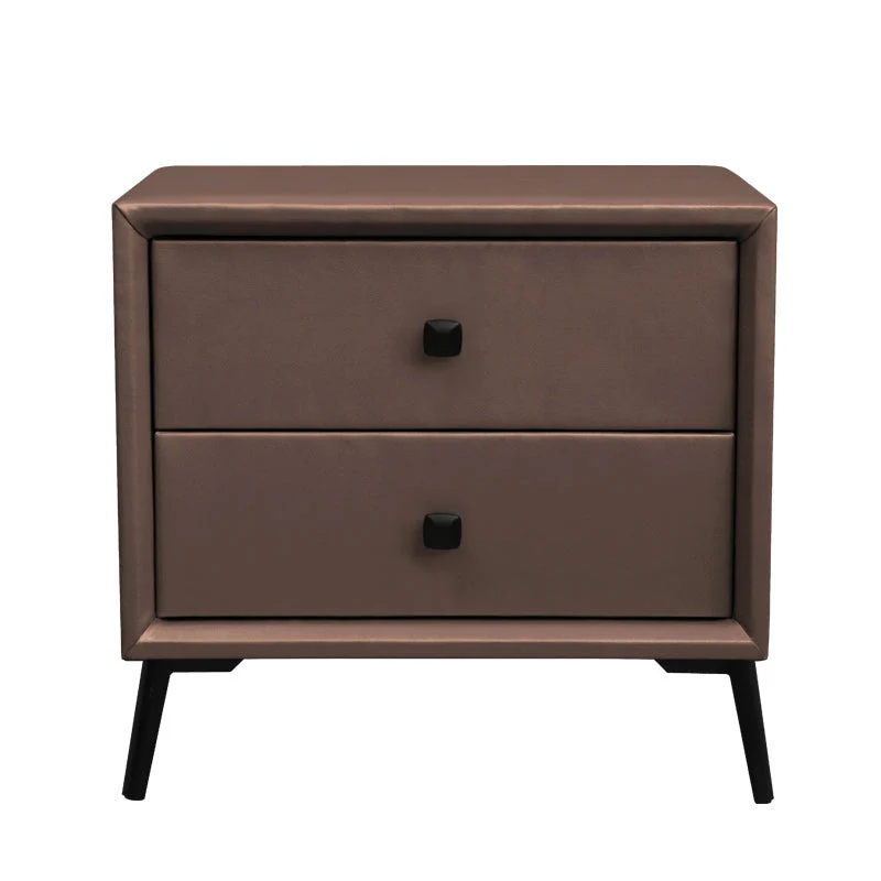 Leather Top Nightstand with 4 Legs Glam Night Table with Drawer
