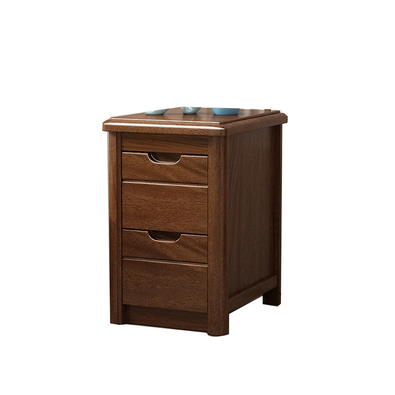 20 Inch H Bed Nightstand Solid Wood 2-Drawer Modern Brown Night Table