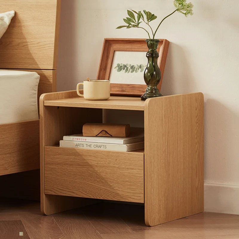 Contemporary Scandinavian Rectangular Eco-Friendly Engineered Wood Nightstand 1-Drawer For Bedroom