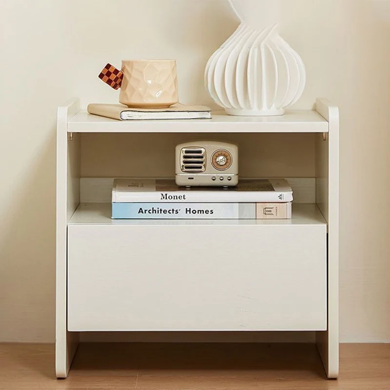 Contemporary Scandinavian Rectangular Eco-Friendly Engineered Wood Nightstand 1-Drawer For Bedroom