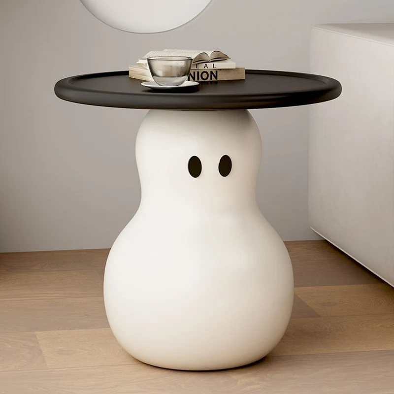 Modern Art Deco Snowman Round MDF Fiberglass Coffee Table 1-Tier For Living Room