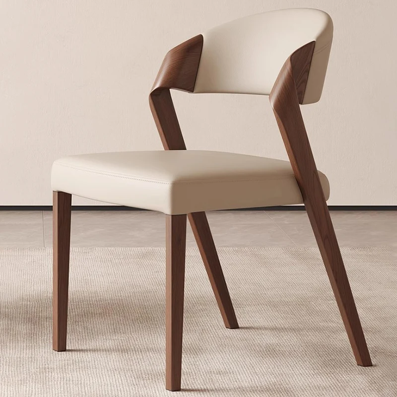 Contemporary Scandinavian Arc Ash Wood PU Leather Sponge Dining Chair Backrest Armless For Dining Room