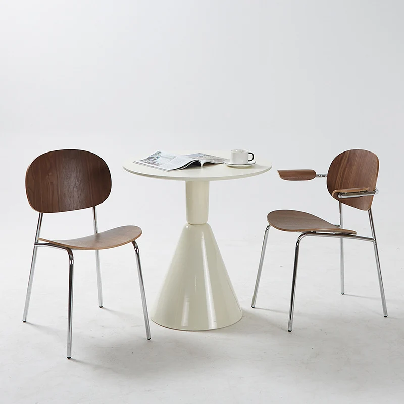 Modern Minimalist Square Carbon Steel Bentwood Backrest Dining Chair For Dining Room