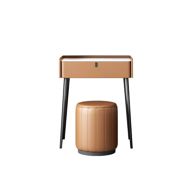 1/3 Drawers, 23.62"/27.56" Wide Vanity Set with Stool and Mirror,Brown