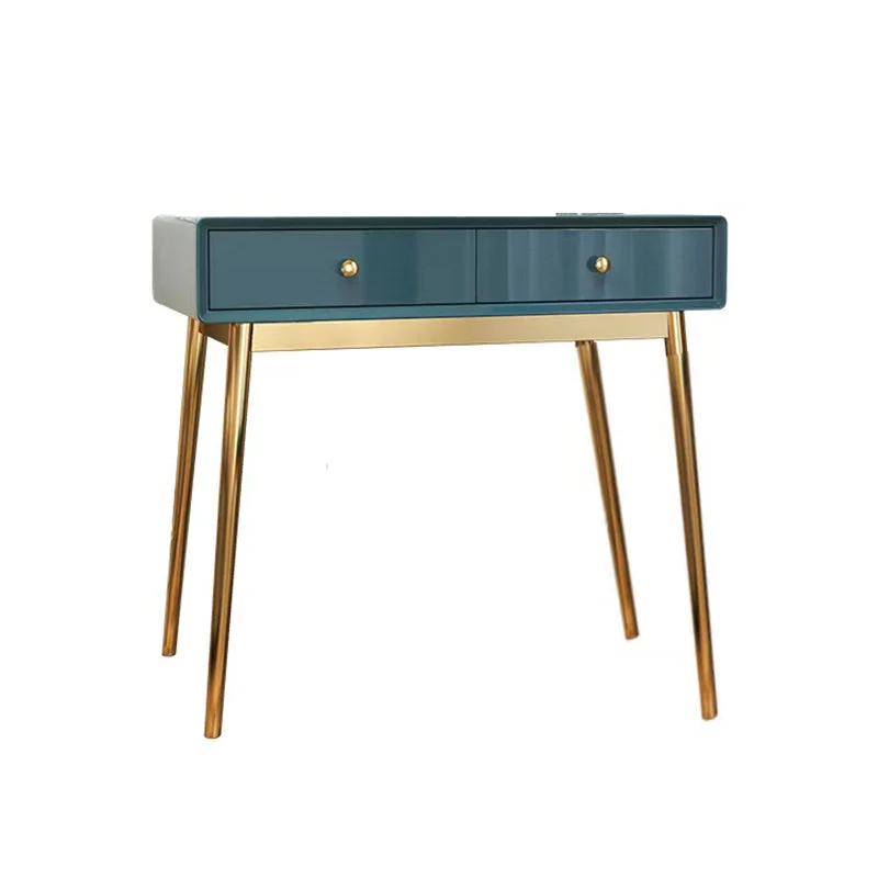 29.5" Height Wood Blue/ White Makeup Vanity with Drawers and Mirror