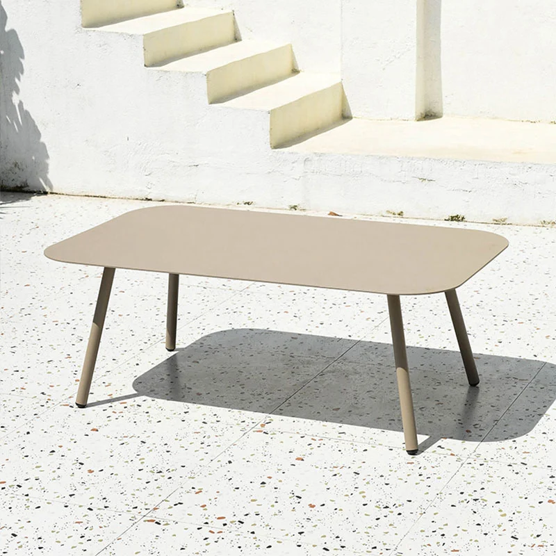Minimalist Aluminum Outdoor Coffee Table - Sturdy 4-Leg Support & Rounded Corner Design For Outdoor Patios & Gardens