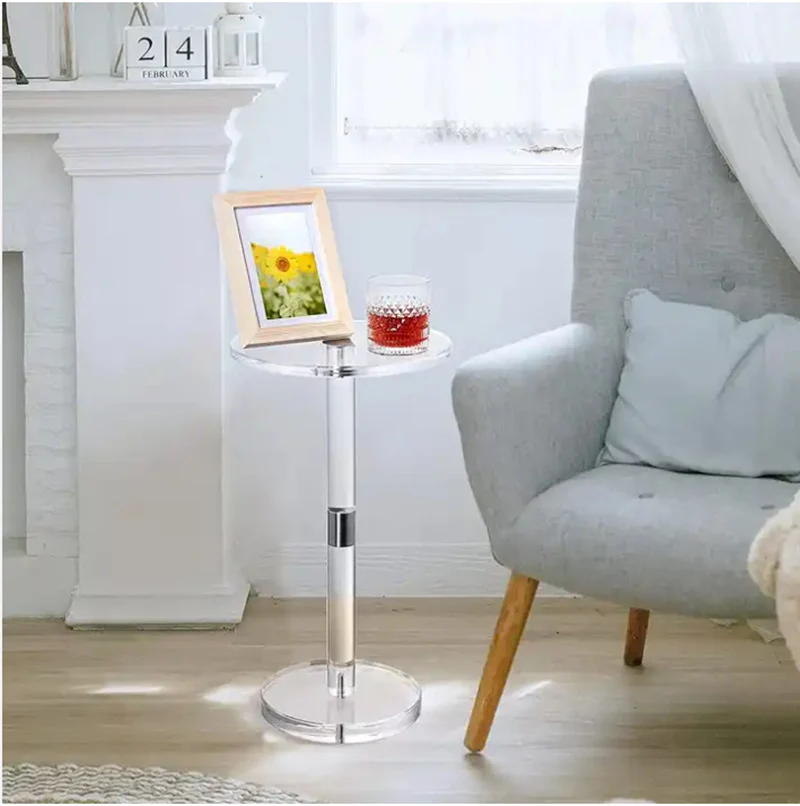 Modern Minimalist Round Acrylic Side Table 1-Tier For Living Room