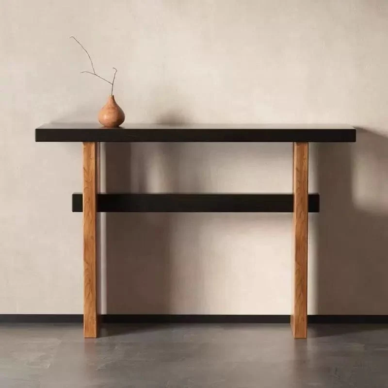 Traditional Vintage Square Pine Wood Solid Wood Console Table For Entryways