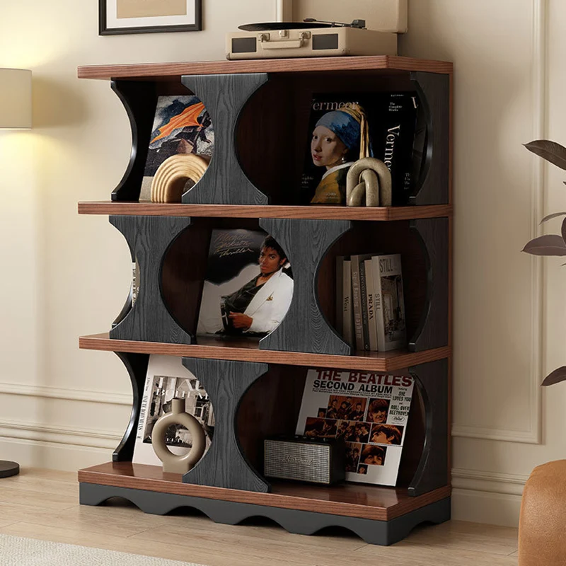 Traditional Vintage Rectangular Particle Board Display Rack 4-Tier For Living Room