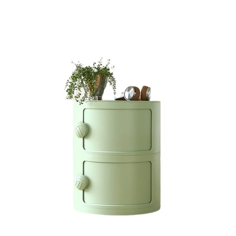 Contemporary Creative PP Plastic Round Barrel Side Table 2/3/4-Storage For Living Room