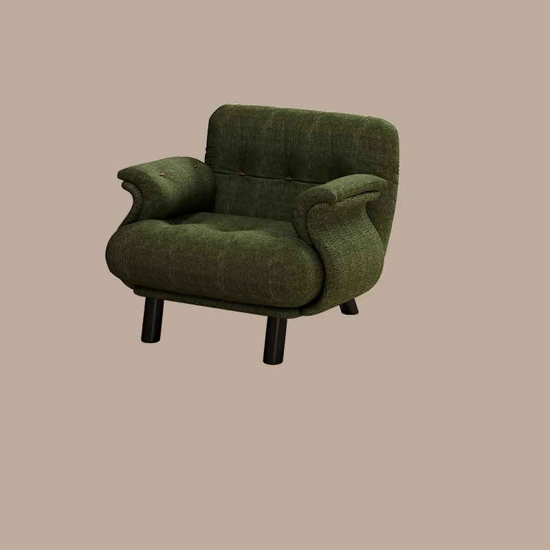 Traditional French Sherpa Fleece Snow Velvet Solid Wood S-Shaped Square Accent Chair With Backrest & Armrests For Living Room
