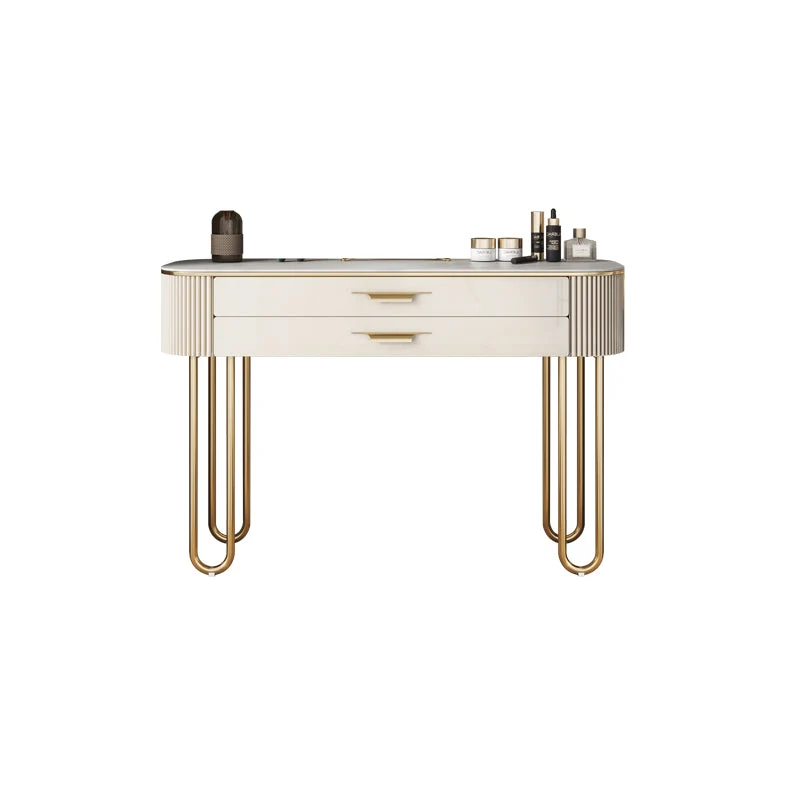 Stone Top Makeup Vanity Metal and Engineered Wood Dressing Table