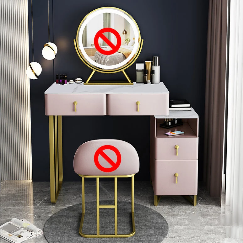 Contemporary Make-up Vanity Solid Wood 4 Drawer Vanity Dressing Table