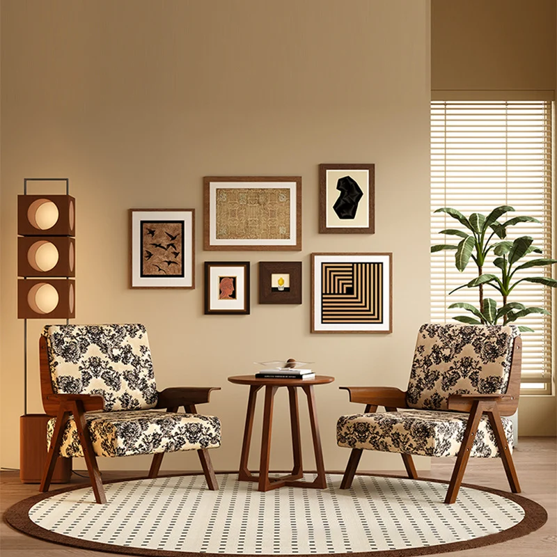 Traditional French Rectangular Velvet Solid Wood Accent Chair Backrest Armrest For Living Room