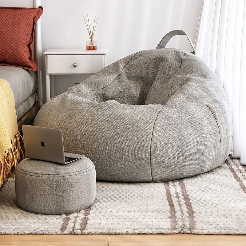 Modern Minimalist Round Cotton Linen EPS Lazy Sofa Backrest Footrest for Living Room
