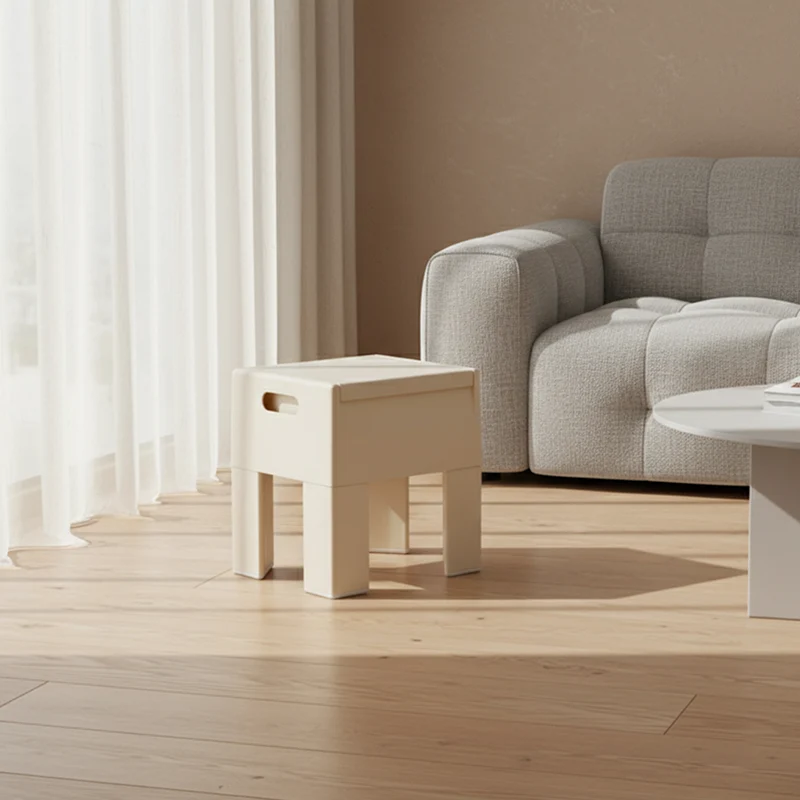 Modern Minimalist Rectangular Acrylonitrile Butadiene Styrene Footstool Removable For Living Room