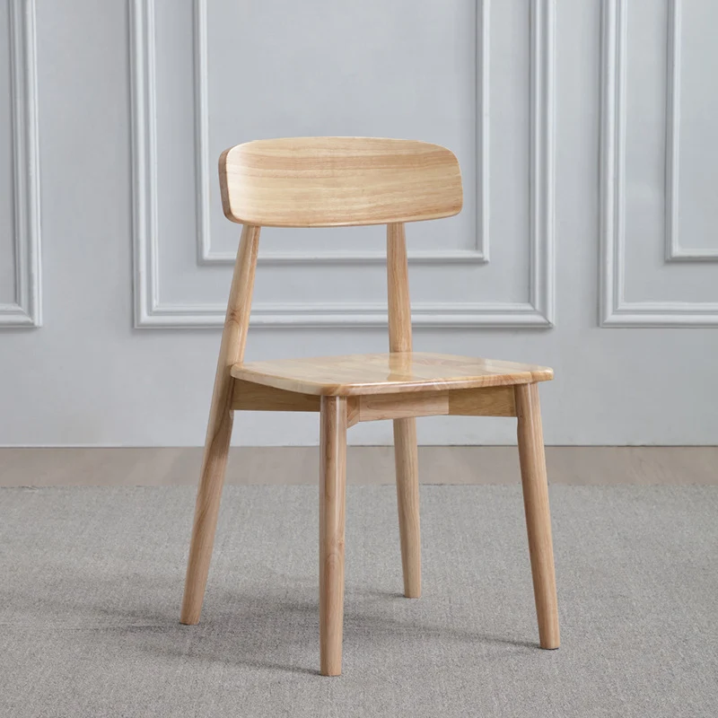 Contemporary Scandinavian Square Rubberwood Solid Wood Backrest Dining Chair For Dining Room