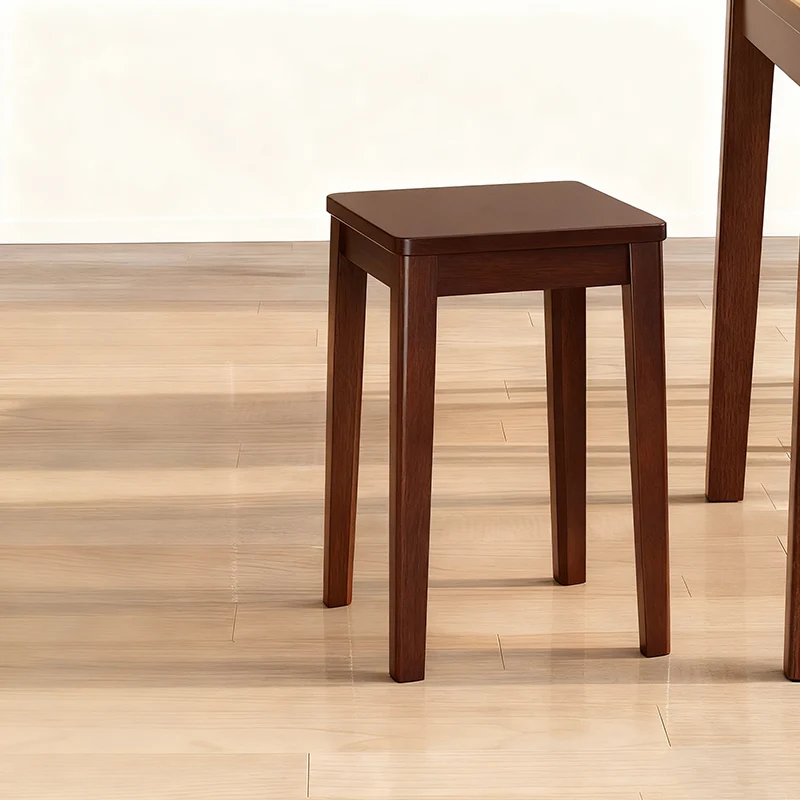 Traditional Chinese Square Rubberwood Stackable Stool For Dining Room