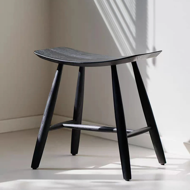 Contemporary Scandinavian Rectangular Ash Wood Low Stool For Living Room