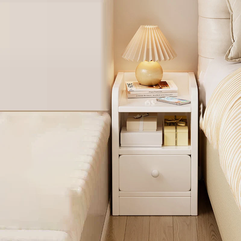 Modern Minimalist Rectangular Plywood Space-Saving Nightstand 1/2-Drawer For Bedroom