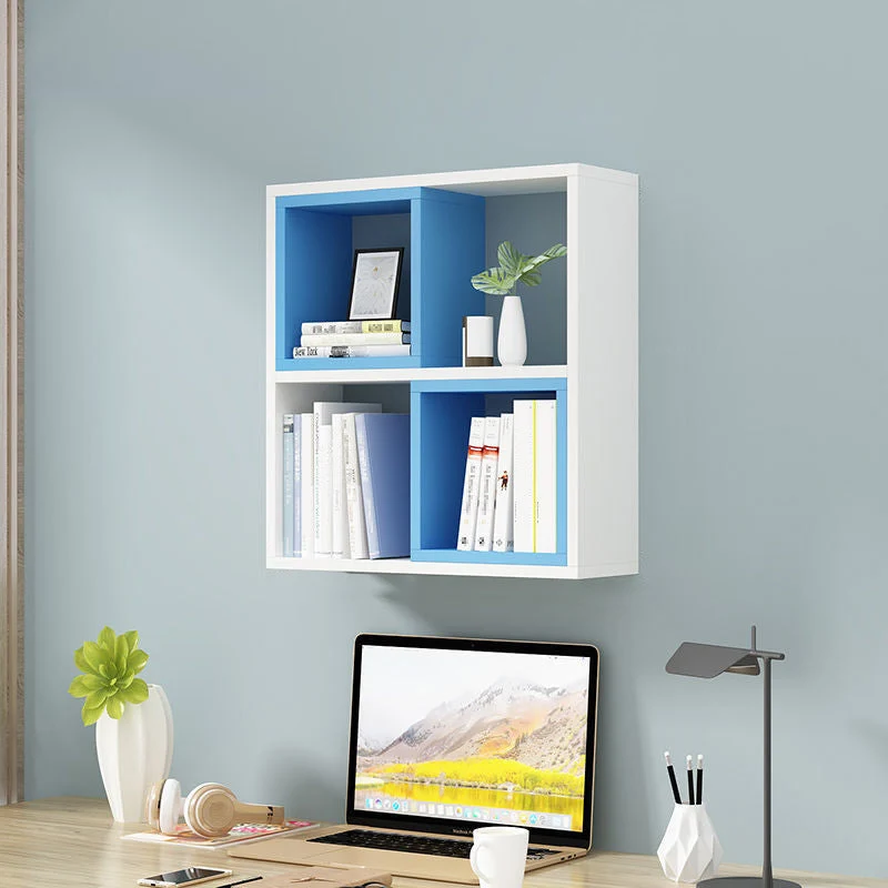 Engineered Wood Floating Bookcase Contemporary Closed Back Bookshelf