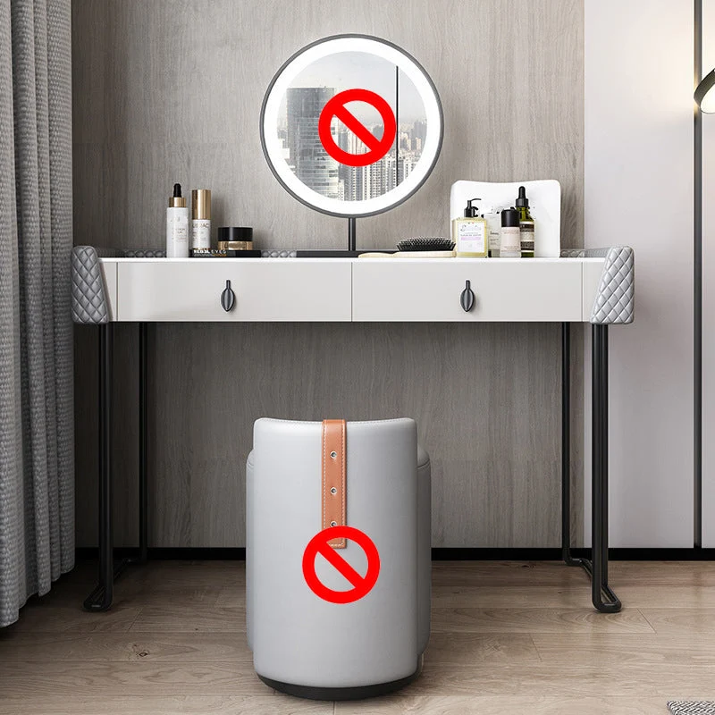 Gray Vanity Desk with 2 Storage Drawers 17.32" Wide Wood Vanity Set, Modern Style