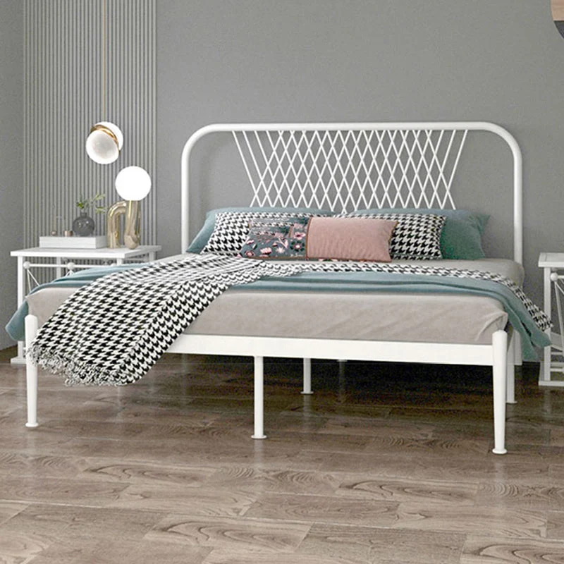 Glam Iron Headboard Bed with Open-Frame and Metal Legs Bed 47.24"