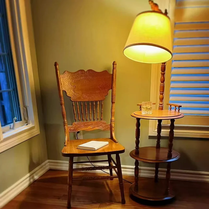 Traditional Farmhouse Rectangular Rubberwood Backrest Dining Chair For Dining Room