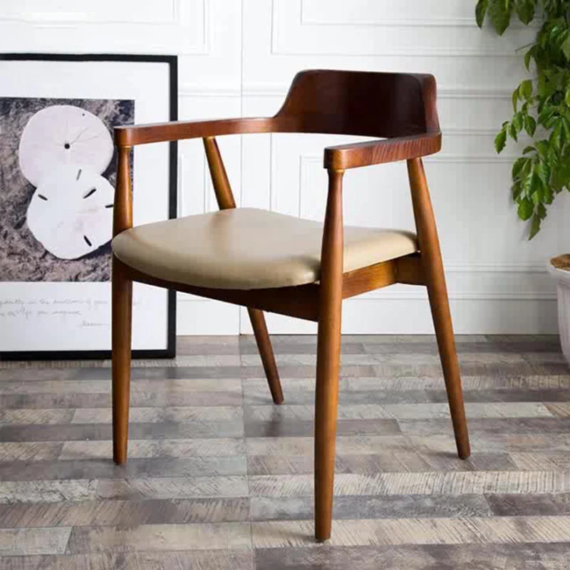 Modern Minimalist Square White Camphor Wood PU Leather Backrest Chair For Living Room