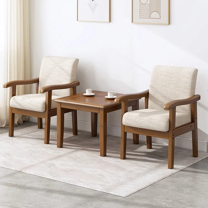 Modern Minimalist Square Cotton-Linen Rubberwood Backrest Dining Chair For Dining Room