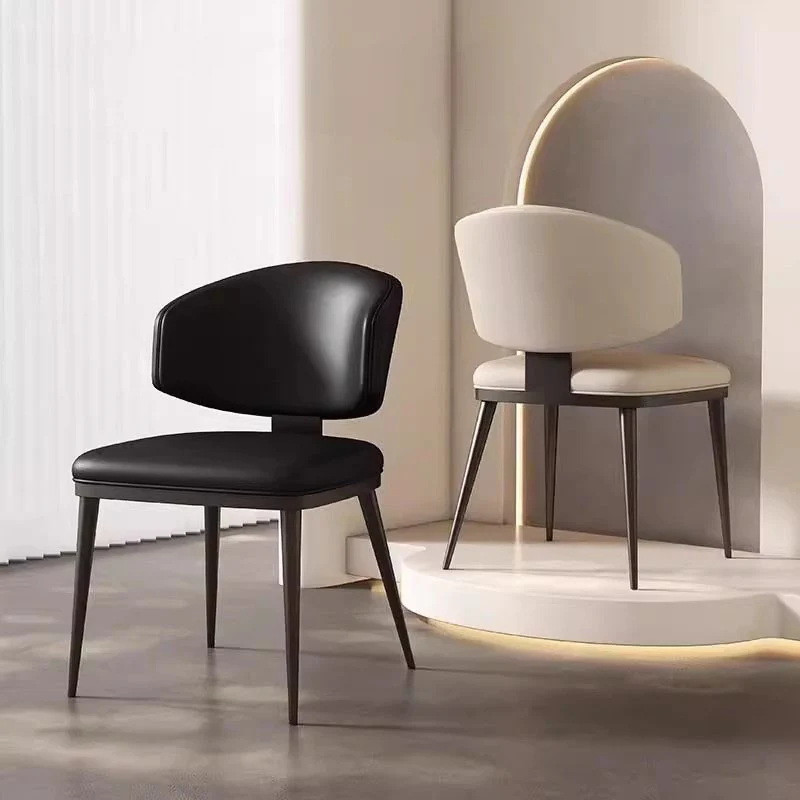 Contemporary Scandinavian Square High-Quality Faux Leather Plywood Carbon Steel Backrest Dining Chair For Dining Room