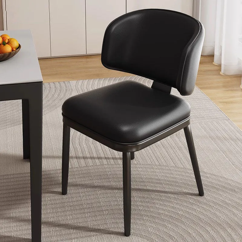 Contemporary Scandinavian Square High-Quality Faux Leather Plywood Carbon Steel Backrest Dining Chair For Dining Room