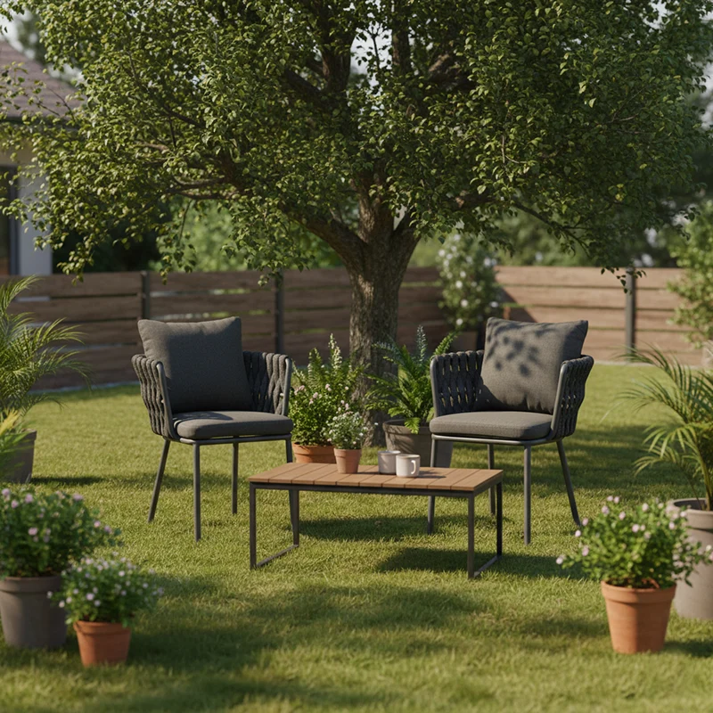 Contemporary Aluminum Outdoor Dining Chair - Waterproof Woven Backrest Accent Chair for Garden