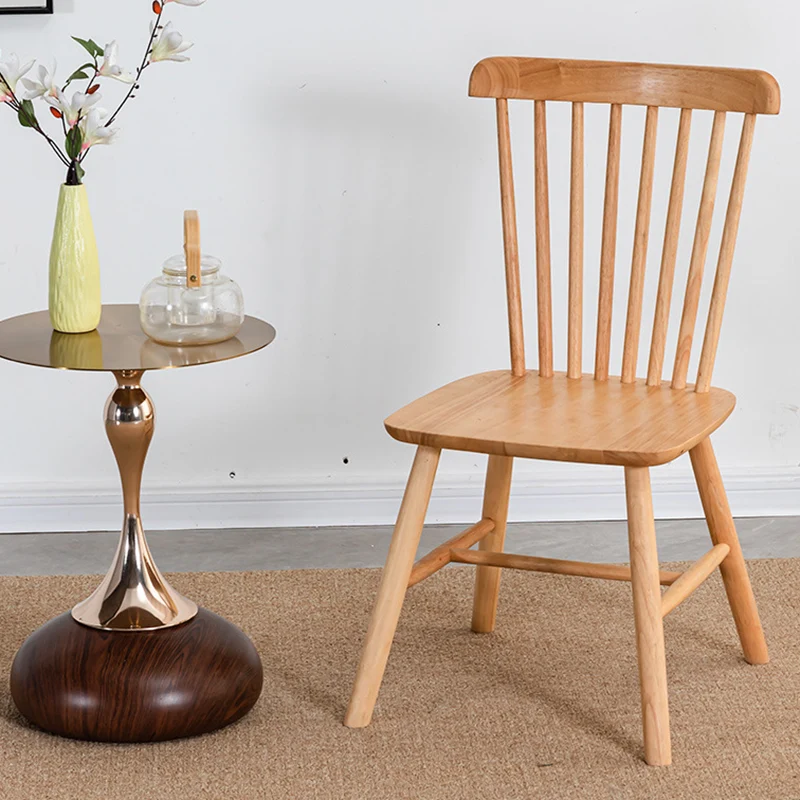 Modern Minimalist Rectangular Solid Wood Dining Chair Backrest Armless For Dining Room