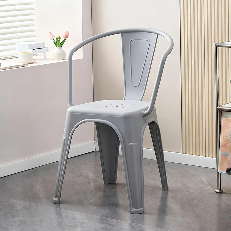 Modern Minimalist Curved Rectangular PP Dining Chair Backrest Armless For Dining Room