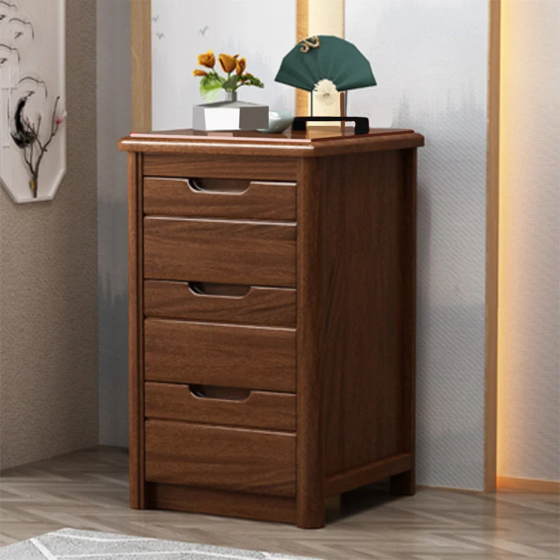 27 Inch H Nightstand Modern Solid Wood 3-Drawer Night Table in Brown