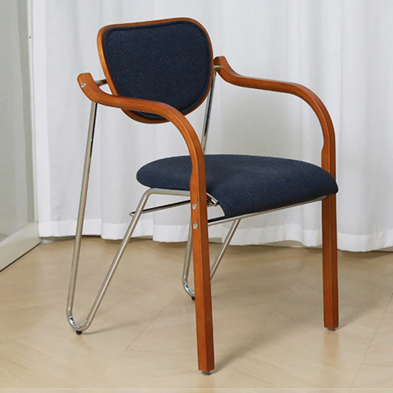 Modern Minimalist Plywood Sponge Padded Curved Dining Chair Backrest Armrest For Living Room