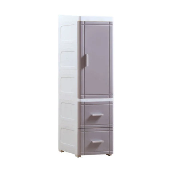 37.4" H 2/3-Drawer Nightstand 1-Door Plastic Night Table in White/Green/Grey
