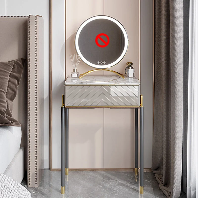 30" High Vanity Set with Stool 1-Drawer Stone Makeup Dressing Table