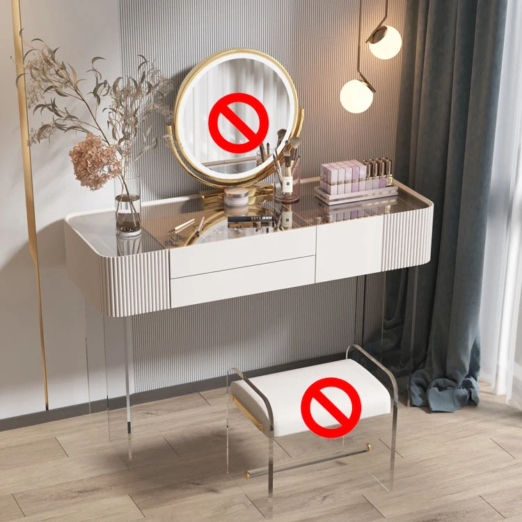 Contemporary Makeup Counter with Drawer, Wooden Vanity Dressing Table