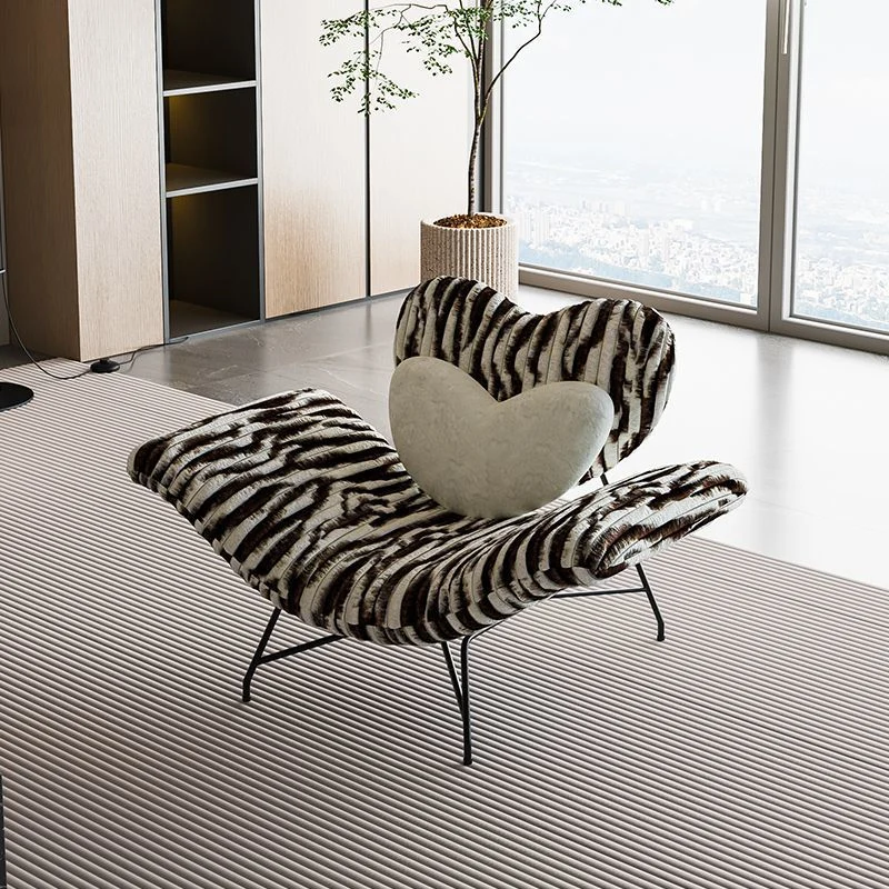 Contemporary Creative Detachable Heart Iron Faux Angora Sponge PP Cotton Accent Chair Backrest Armless For Living Room