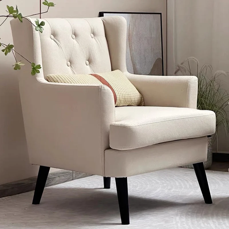 Contemporary Scandinavian Rectangular Solid Wood Velvet Sponge Accent Chair Backrest Armrest For Living Room