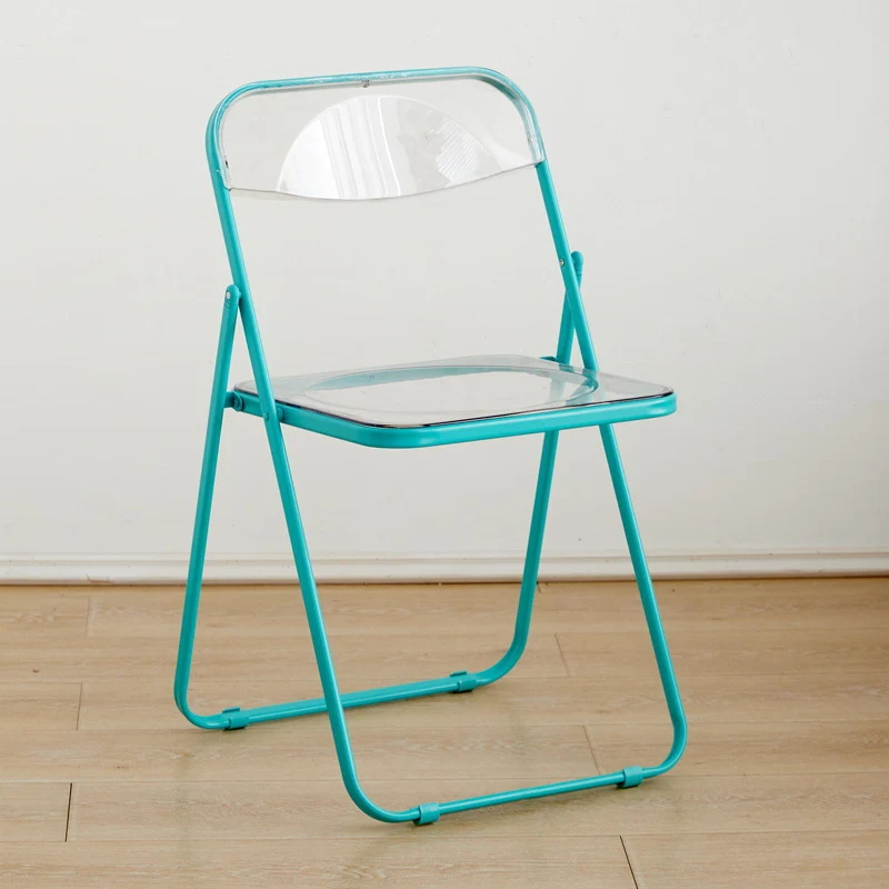 Modern Minimalist Rectangular PVC Iron Dining Chair Backrest Armless For Dining Room