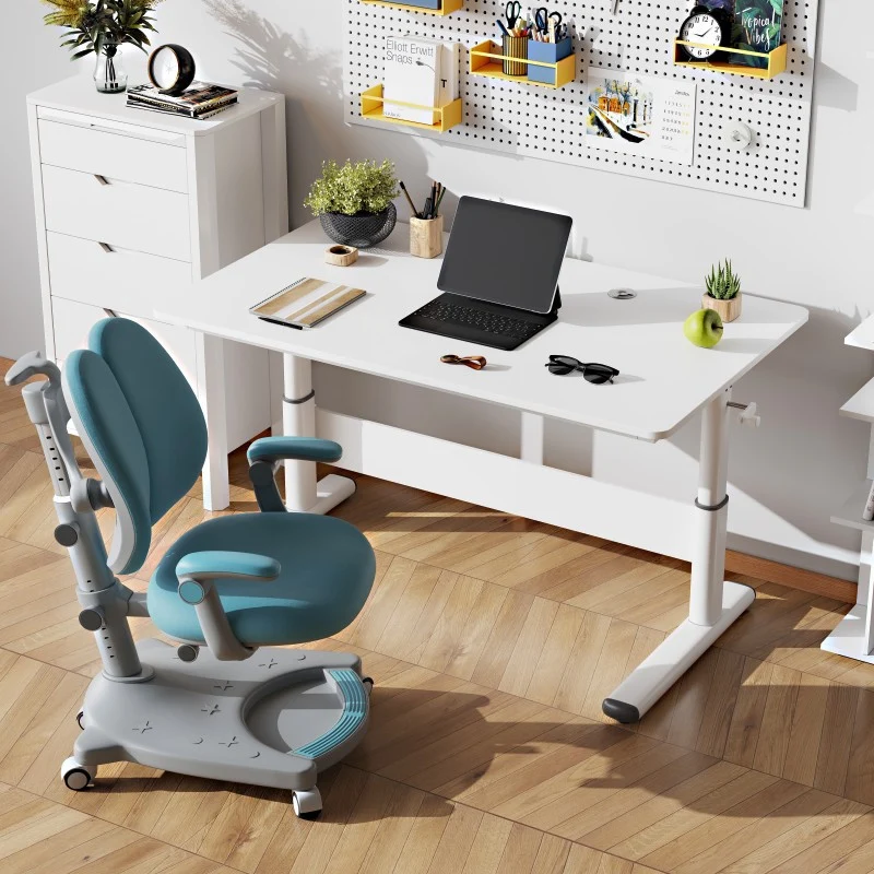 Modern Simplicity Liftable Rectangular Eco-Friendly Engineered Wood & Particle Board Carbon Steel Desk 1-Tier For Home Office