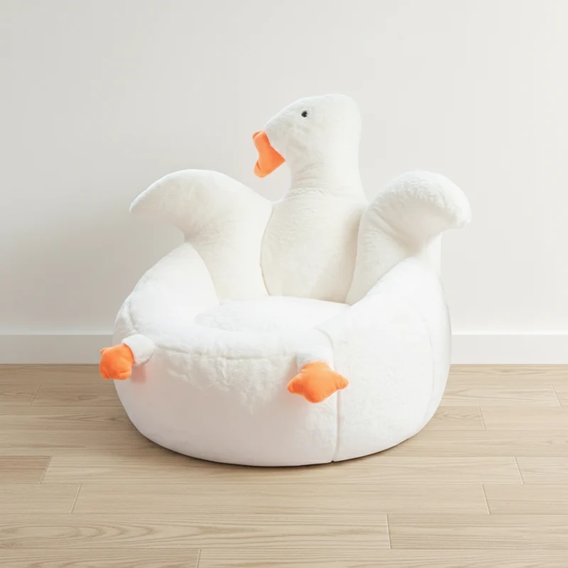 Contemporary Creative Kids Faux Rabbit Fur EPS EPP Goose Shaped Sofa Backrest Armrest For Living Room