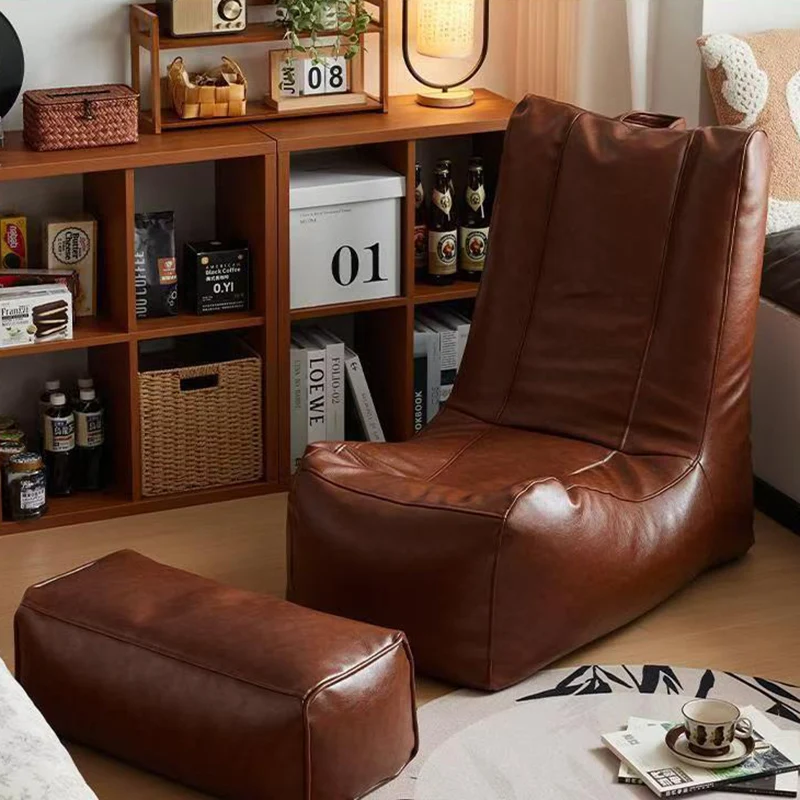 Traditional Vintage Rectangular PU Leather EPS Backrest Footrest Sofa For Living Room